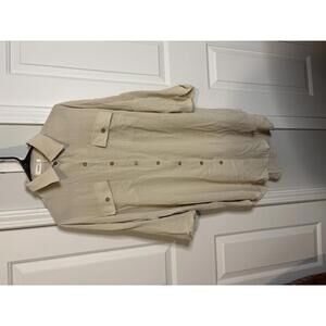 BSUBSEACH Beige Button-Up Shirt Dress Large 449